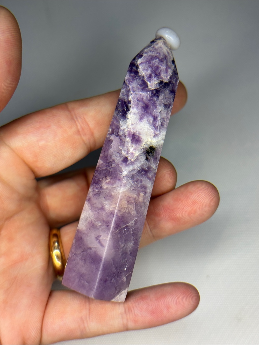Natural Purple Lepidolite Point Healing Crystal Tower